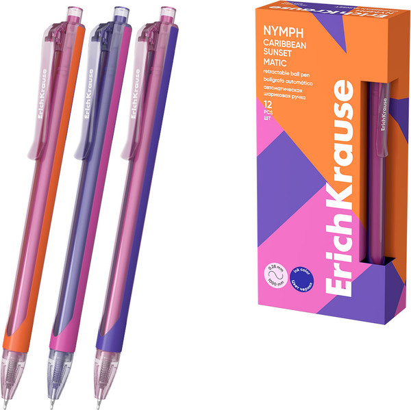 Изображение товара Ручка шариковая Erich Krause Nymph Matic Caribbean Sunset 0.7 / 61087 (синий)