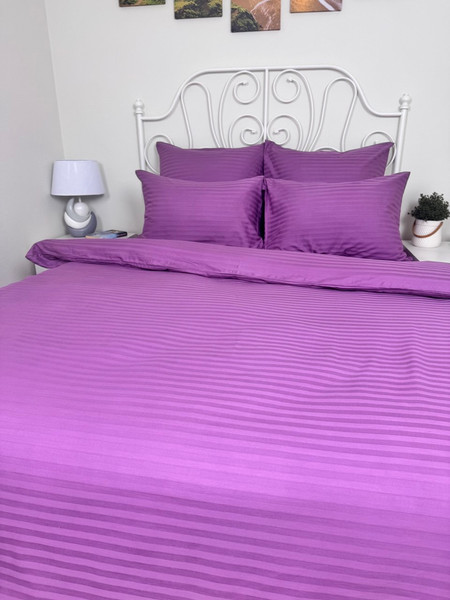 Изображение товара Комплект постельного белья Реноме 2сп Графитовая коллекция Сливовый Ss-007 (страйп-сатин)