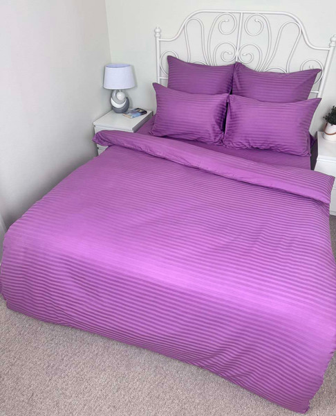 Изображение товара Комплект постельного белья Реноме 2сп Графитовая коллекция Сливовый Ss-007 (страйп-сатин)