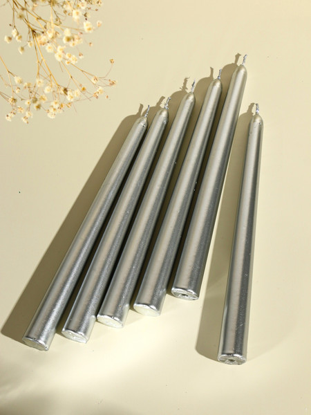 Изображение товара Набор свечей Дарим Красиво Античные / 2383831 (6шт, серебряный металлик)