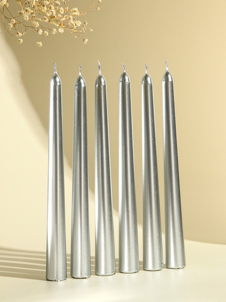 Изображение товара Набор свечей Дарим Красиво Античные / 2383831 (6шт, серебряный металлик)
