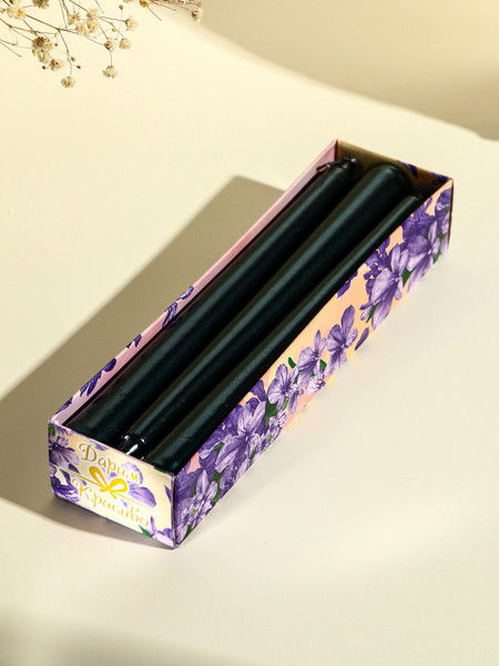 Изображение товара Набор свечей Дарим Красиво Античные / 4428295 (6шт, черный металлик)