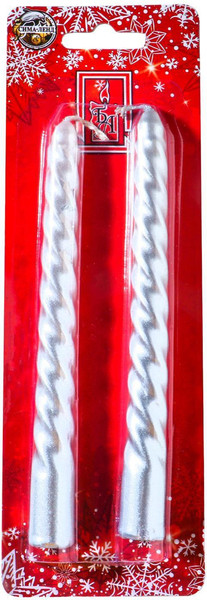 Изображение товара Набор свечей Дарим Красиво Витых / 3609889 (2шт, серебряный металлик)