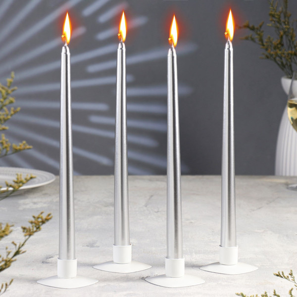 Изображение товара Набор свечей Богатство аромата Античные 9814707 (4шт, серебряный металлик)