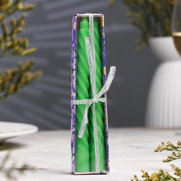 Изображение товара Набор свечей Дарим Красиво Витых / 7704604 (2шт, зеленый)