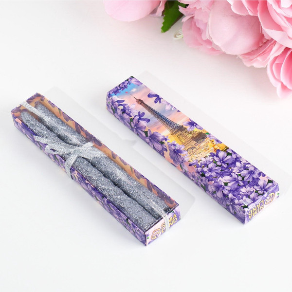 Изображение товара Набор свечей Дарим Красиво Витые / 831925 (2шт, блестка/серебристый)