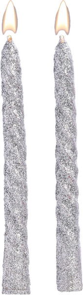 Изображение товара Набор свечей Дарим Красиво Витые / 831925 (2шт, блестка/серебристый)