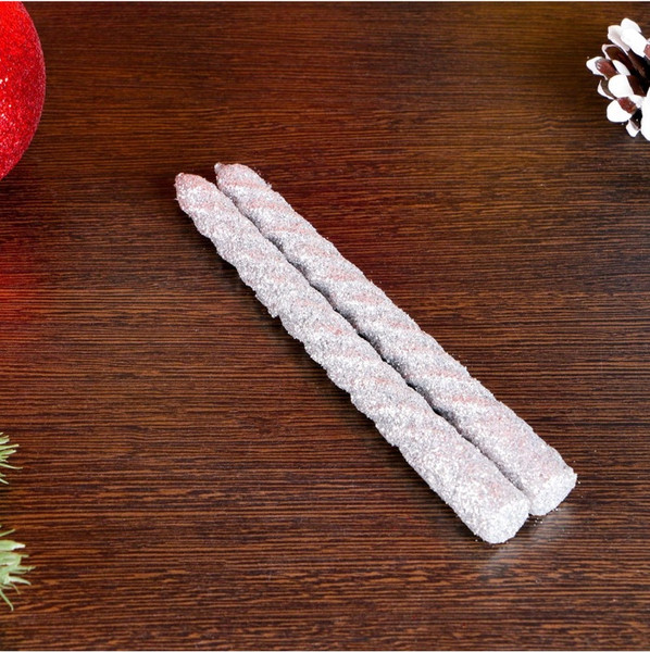 Изображение товара Набор свечей Дарим Красиво Витые / 831925 (2шт, блестка/серебристый)