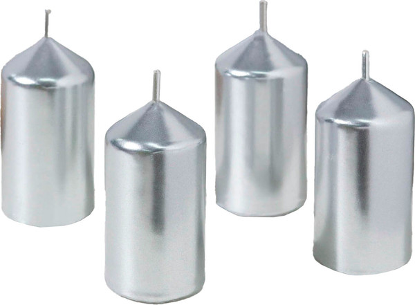 Изображение товара Набор свечей Дарим Красиво Столбик / 2383823 (4шт, серебристый)