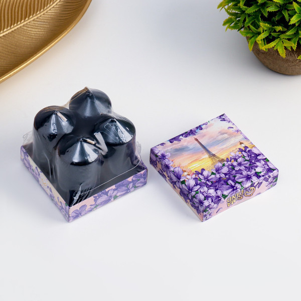 Изображение товара Набор свечей Дарим Красиво Столбик / 4428294 (4шт, черный металлик)