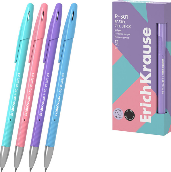 Изображение товара Ручка гелевая Erich Krause R-301 Gel Stick Pastel 0.5 / 61293 (черный)