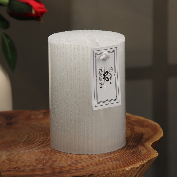 Изображение товара Свеча Дарим Красиво Рельеф / 9814723 (перламутровый металлик)