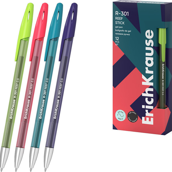Изображение товара Ручка гелевая Erich Krause R-301 Gel Stick Reef 0.5 / 63137 (черный)