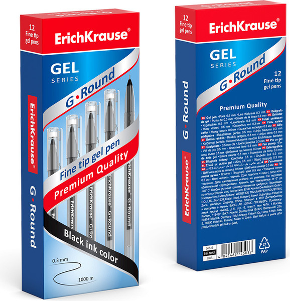Изображение товара Ручка гелевая Erich Krause G-Round Stick Classic 0.5 / 56535 (черный)