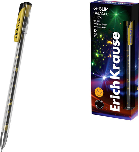 Изображение товара Ручка гелевая Erich Krause G-Slim Stick Galactic 0.5 / 63694 (черный)