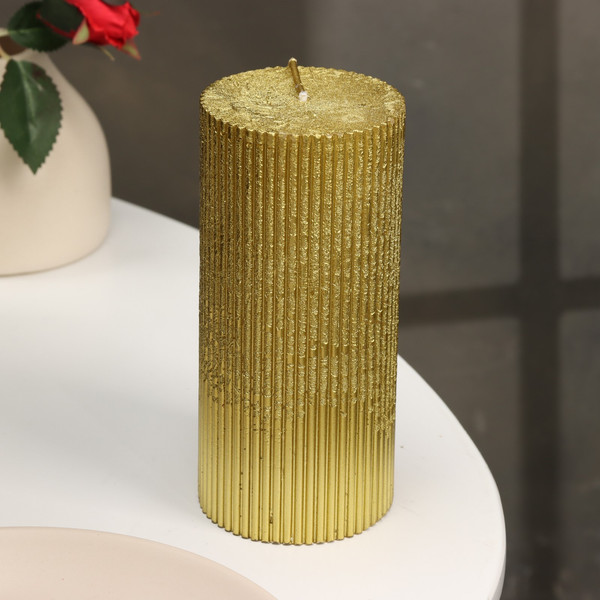 Изображение товара Свеча Дарим Красиво Рельеф / 9814713 (золотой металлик)