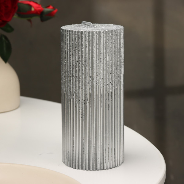 Изображение товара Свеча Дарим Красиво Рельеф / 9814716 (серебристый)