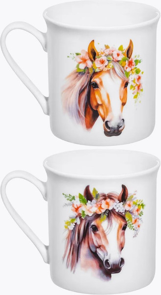 Изображение товара Набор кружек Elan Gallery Лошадь с цветочным венком / 880236