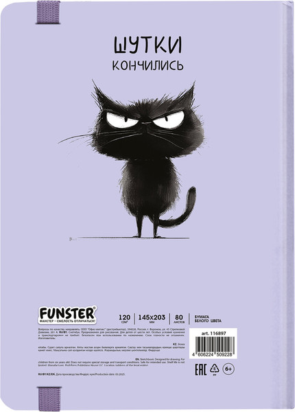 Изображение товара Скетчбук FUNSTER Кот Тыгыдык / 116897 (80л)