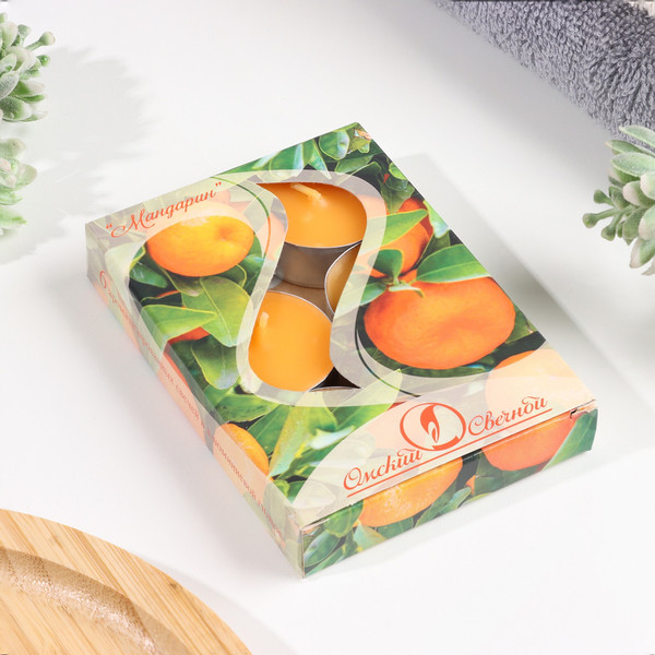 Изображение товара Набор свечей Омский свечной завод Чайные Мандарин 7691012 (6шт)