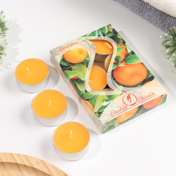 Изображение товара Набор свечей Омский свечной завод Чайные Мандарин 7691012 (6шт)