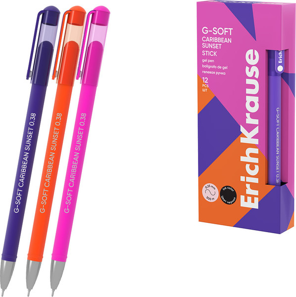 Изображение товара Ручка гелевая Erich Krause G-Soft Stick Caribbean Sunset 0.38 / 61296 (черный)