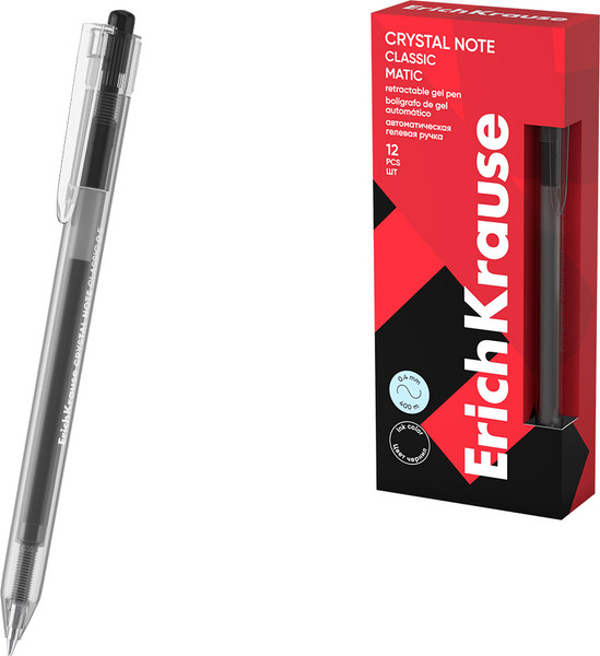 Изображение товара Ручка гелевая Erich Krause Crystal Note Matic Classic 0.5 / 63122 (черный)
