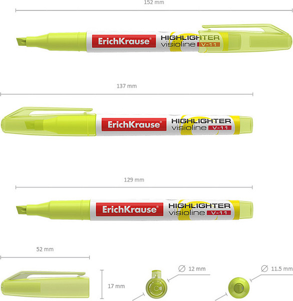 Изображение товара Текстовыделитель Erich Krause Visioline V-11 Mini Neon / 56900 (желтый)