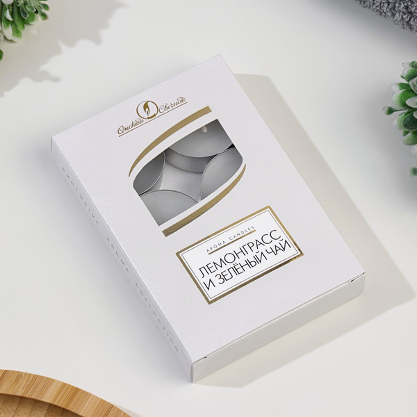 Изображение товара Набор свечей Омский свечной завод Лемонграсс и зеленый чай / 9380745 (6шт)