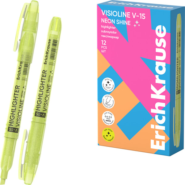 Изображение товара Текстовыделитель Erich Krause Visioline V-15 Neon Shine / 63545 (желтый)