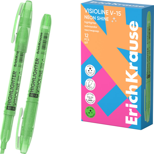 Изображение товара Текстовыделитель Erich Krause Visioline V-15 Neon Shine / 63546 (зеленый)
