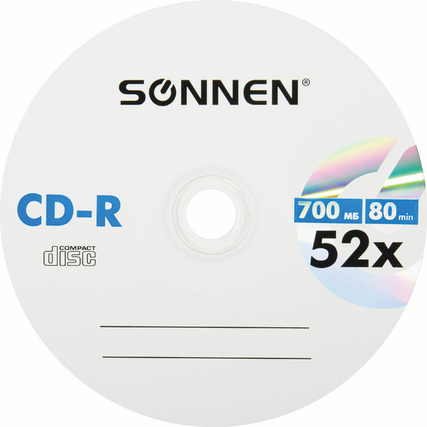 Изображение товара Набор дисков CD-R Sonnen 700Mb 52x (100шт)