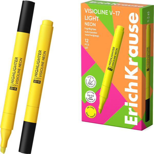 Изображение товара Текстовыделитель Erich Krause Visioline V-17 light Neon / 63556 (желтый)