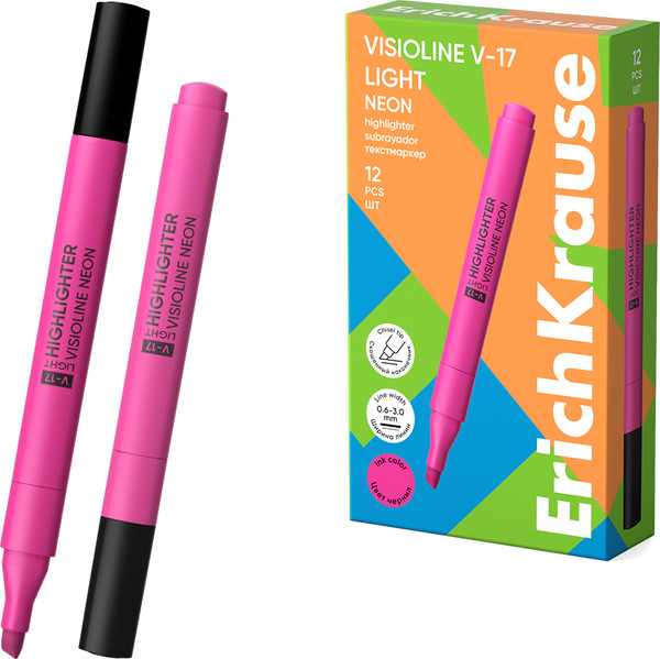 Изображение товара Текстовыделитель Erich Krause Visioline V-17 light Neon / 63558 (розовый)