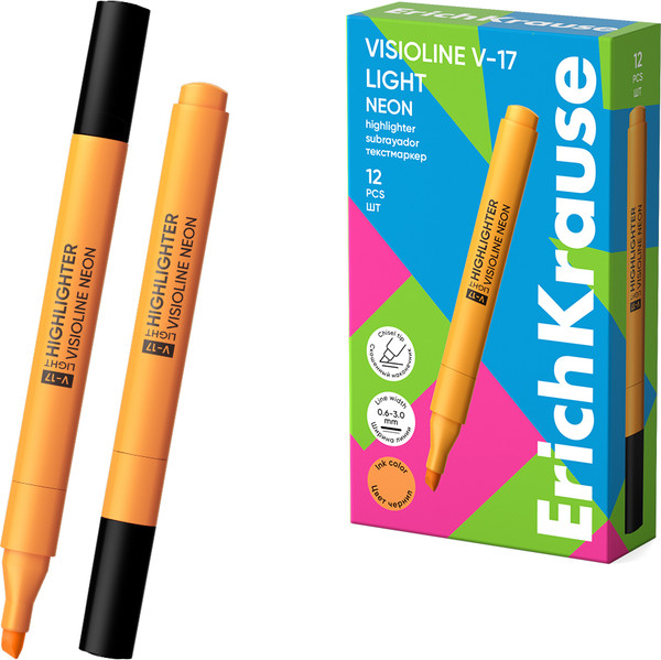 Изображение товара Текстовыделитель Erich Krause Visioline V-17 light Neon / 63559 (оранжевый)