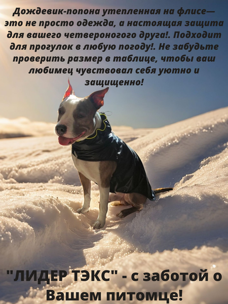 Изображение товара Дождевик для животных Лидер Тэкс Утепленный 01-25 (2XL, черный)
