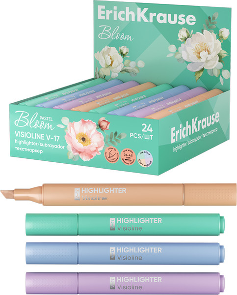 Изображение товара Текстовыделитель Erich Krause Visioline V-17 Pastel Bloom / 60809 (в ассортименте)
