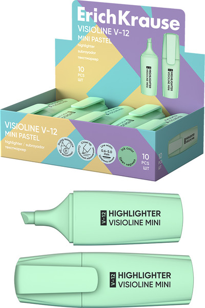 Изображение товара Текстовыделитель Erich Krause Visioline V-12 Mini Pastel / 60800 (зеленый)
