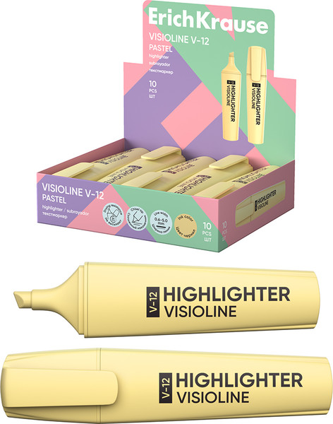 Изображение товара Текстовыделитель Erich Krause Visioline V-12 Pastel / 60803 (желтый)