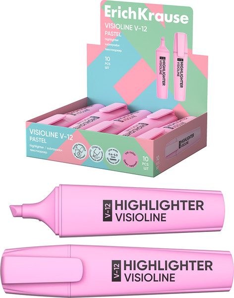 Изображение товара Текстовыделитель Erich Krause Visioline V-12 Pastel / 60805 (розовый)