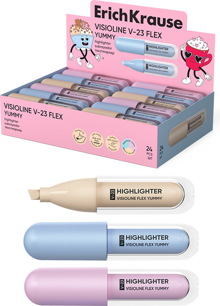 Изображение товара Текстовыделитель Erich Krause Visioline V-23 Flex Yummy / 63554 (в ассортименте)