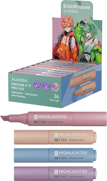 Изображение товара Текстовыделитель Erich Krause Visioline V-17 Mini Flex Manga / 60815 (в ассортименте)