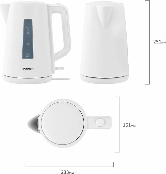 Изображение товара Электрочайник Sonnen KT-1303 / 456374 (белый)