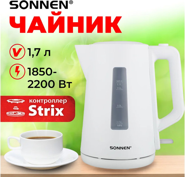 Изображение товара Электрочайник Sonnen KT-1303 / 456374 (белый)