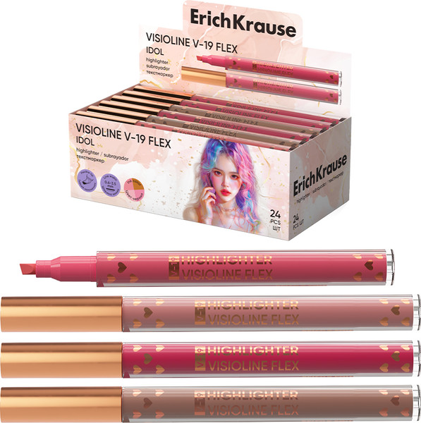 Изображение товара Текстовыделитель Erich Krause Visioline V-19 Flex Idol / 63551 (в ассортименте)