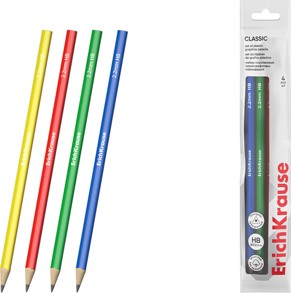 Изображение товара Набор простых карандашей Erich Krause Classic Triangle / 60699 (4шт)