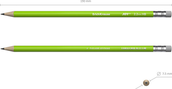 Изображение товара Простой карандаш Erich Krause Joy Reef суперстираемый / 62768 (с ластиком)