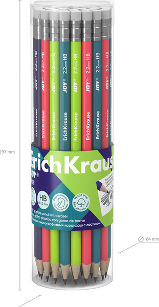 Изображение товара Простой карандаш Erich Krause Joy Reef суперстираемый / 62768 (с ластиком)