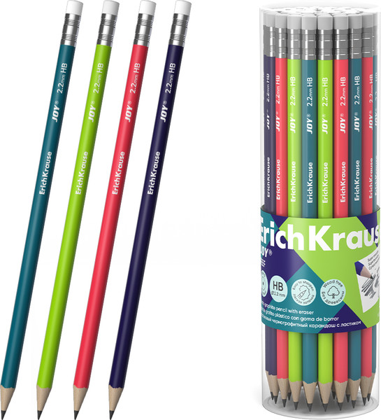 Изображение товара Простой карандаш Erich Krause Joy Reef суперстираемый / 62768 (с ластиком)
