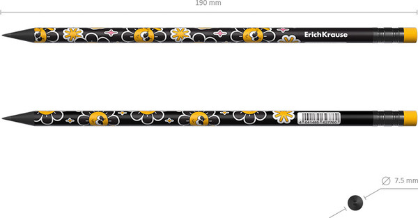 Изображение товара Простой карандаш Erich Krause Positive Vibe НВ / 62776 (с ластиком)